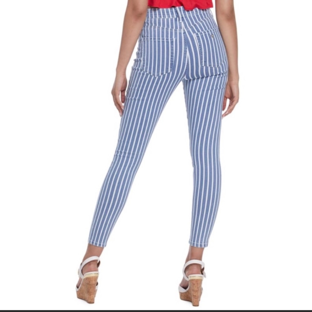 Striped high waist jeans